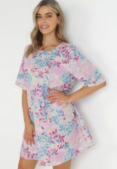 Fioletowa Trapezowa Sukienka Mini z Wiskozy w Kwiaty Donnia. Fioletowe sukienki damskie Born2be, na lato, l, bez wzorów, z wiskozy, bez kołnierzyka, bez ramiączek, mini, trapezowe. W wyprzedaży za 55.99 zł.