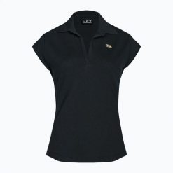 Koszulka polo damska EA7 Emporio Armani Train Costa Smeralda. Niebieskie bluzki sportowe damskie EA7 Emporio Armani, l, z bawełny, bez kołnierzyka, bez ramiączek. Za 379.99 zł.