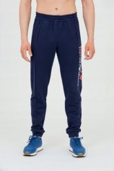 EA7 Długie granatowe spodnie dresowe. Niebieskie spodnie dresowe męskie EA7 Emporio Armani, bez wzorów, z bawełny. W wyprzedaży za 329.99 zł.