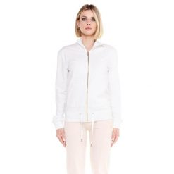 Bluza z zamek błyskawiczny na co dzień na siłownię. Białe bluzy bez kaptura damskie LEONE 1947 APPAREL, xl, z bawełny. W wyprzedaży za 179.45 zł.