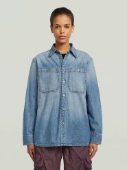 G-Star Koszula dżinsowa - Regular fit - w kolorze niebieskim rozmiar: XL. Niebieskie koszule damskie G-Star, xl, bez wzorów, z bawełny, retro, bez kołnierzyka, bez ramiączek. Za 184.46 zł.
