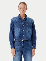 Guess Jeans Koszula jeansowa W5YH0D D5M8A Granatowy Regular Fit. Niebieskie koszule damskie Guess Jeans, l, z aplikacjami, z bawełny, bez kołnierzyka, bez ramiączek. Za 239.99 zł.