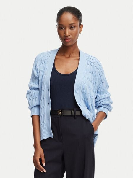 Tommy Hilfiger Kardigan WW0WW50078 Niebieski jasny Relaxed Fit. Niebieskie kardigany damskie Tommy Hilfiger, xl, bez wzorów, z bawełny. Za 526.99 zł.