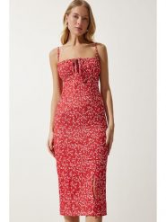 Happiness Istanbul Sukienka w kolorze czerwono-białym rozmiar: 36. Czerwone sukienki damskie Happiness Istanbul, bez wzorów, bez kołnierzyka, bez ramiączek, midi. Za 60.99 zł.