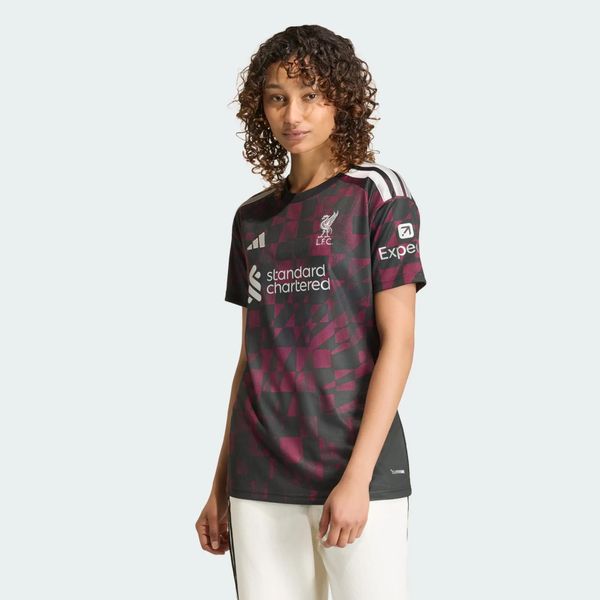Koszulka z trzeciego zestawu Liverpool FC 26/27. Czarne t-shirty damskie Adidas, xs, bez wzorów, z dzianiny, bez kołnierzyka. Za 439.00 zł.