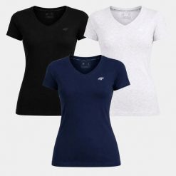 T-SHIRT DAMSKI 4F KOSZULKA SPORTOWA ZESTAW KOMPLET 3 SZTUKI S F3307 SS26. Bluzki sportowe damskie 4f, s, bez wzorów, z bawełny, bez ramiączek. Za 119.97 zł.