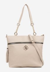 Ciemnobeżowa Torebka Typu Shopper z Ozdobnymi Rączkami i Paskiem na Ramię Idaloriela. Brązowe shopper bag damskie Renee, bez wzorów, z jeansu, na ramię, bez dodatków. Za 99.99 zł.