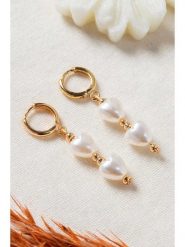 Heliophilia Pozłacane kolczyki-kreole rozmiar: onesize. Żółte kolczyki damskie Heliophilia, z perłą, metalowe. Za 26.99 zł.