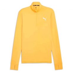 Bluza Puma Run Favorite Z Zamkiem 1/4 M Dorosłych. Żółte bluzy bez kaptura męskie Puma, bez wzorów, z elastanu, sportowe, bez kołnierzyka, bez ramiączek. Za 184.99 zł.