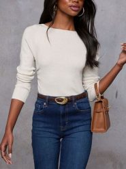 Milan Kiss Koszulka w kolorze kremowym rozmiar: L. Brązowe bluzki damskie Milan Kiss, l, bez wzorów, bez kołnierzyka, bez ramiączek. Za 126.99 zł.