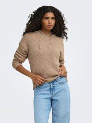 ONLY Sweter w kolorze beżowym rozmiar: L. Brązowe swetry klasyczne damskie Only, l, bez kołnierzyka. Za 115.95 zł.