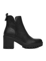 Clara Barson Botki CEO-LM25SH159-1 Czarny. Czarne botki damskie Clara Barson, z materiału, bez obcasa, na słupku, bez zapięcia. Za 169.99 zł.