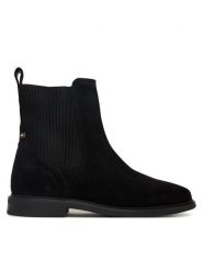 Tommy Hilfiger Sztyblety Flag Boot FW0FW08780 Czarny. Czarne botki damskie Tommy Hilfiger, ze skóry, bez obcasa, na płaskiej podeszwie, bez zapięcia. Za 489.99 zł.