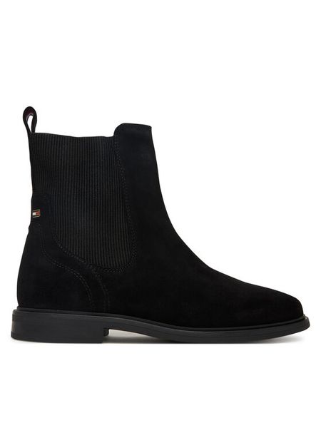 Tommy Hilfiger Sztyblety Flag Boot FW0FW08780 Czarny. Czarne botki damskie Tommy Hilfiger, ze skóry, bez obcasa, na płaskiej podeszwie, bez zapięcia. Za 649.99 zł.