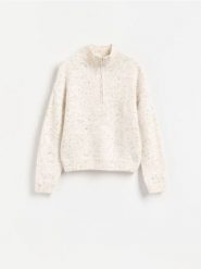 Sweter ze stójką - złamana biel. Swetry klasyczne damskie Reserved, l, z dzianiny, bez kołnierzyka. Za 139.99 zł.