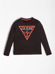 Guess Bluzka L84I29 K8HM0 Czarny Regular Fit. Czarne t-shirty chłopięce Guess, z aplikacjami, z bawełny, bez ramiączek. Za 59.99 zł.