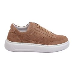 Męskie Buty Sportowe Zamszowe Zazoo 1544 Beżowe beżowy. Brązowe buty sportowe na co dzień męskie z zamszu, bez zapięcia. Za 500.85 zł.