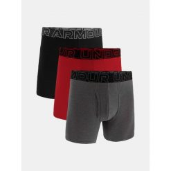 Bokserki męskie Under Armour M Perf Cotton 6 cali, szaro-szare, 3-pak. Czerwone bokserki męskie Under Armour, bez wzorów, z bawełny. Za 273.99 zł.