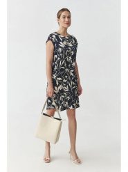 TATUUM Sukienka w kolorze granatowo-białym rozmiar: 46. Niebieskie sukienki damskie Tatuum, na co dzień, bez wzorów, bez kołnierzyka, bez ramiączek, mini, proste. Za 148.26 zł.