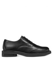 Geox Oxfordy D Serilda D56WYD 00043 C9999 Czarny. Czarne półbuty damskie Geox, bez wzorów, ze skóry, bez obcasa. Za 409.99 zł.
