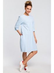 Made of emotion Sukienka w kolorze błękitnym rozmiar: S. Niebieskie sukienki damskie Made Of Emotion, s, bez wzorów, bez kołnierzyka, bez ramiączek, midi, bombki. Za 127.99 zł.