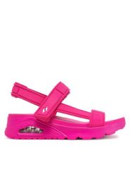Skechers Sandały Uno-Fun Stand 119814/HTPK Różowy. Czerwone sandały damskie Skechers, bez wzorów, z materiału, bez obcasa, na koturnie. Za 209.99 zł.