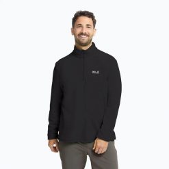 Bluza polarowa męska Jack Wolfskin Taunus 100 Half Zip. Czarne bluzy bez kaptura męskie Jack Wolfskin, l, z materiału. Za 209.99 zł.