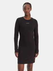 Calvin Klein Jeans Sukienka dzianinowa LV047E219G Czarny Slim Fit. Czarne sukienki damskie Calvin Klein Jeans, m, bez wzorów, z dzianiny, bez kołnierzyka, bez ramiączek. Za 409.99 zł.