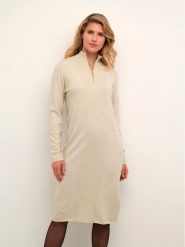 Cream Sukienka dzianinowa Crdela Knit 10611862 Beżowy Straight Fit. Brązowe sukienki damskie Cream, xs, bez wzorów, z dzianiny, bez kołnierzyka, bez ramiączek. Za 299.99 zł.