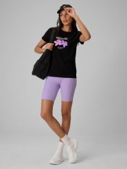 4F Legginsy kolarki z prążkowanej dzianiny damskie - fioletowe M. Fioletowe legginsy damskie 4f, m, bez wzorów, z dzianiny. Za 79.99 zł.