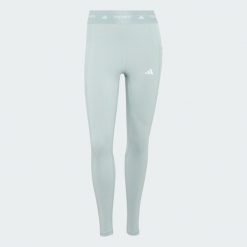 Legginsy Techfit Stash Pocket Full-Length. Zielone legginsy damskie Adidas, bez wzorów, z materiału. Za 199.00 zł.