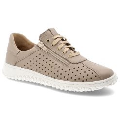 Półbuty damskie Wasak, ze skóry naturalnej licowej ażurowa cholewka zamek i sznurowanie lekka podeszwa, beżowe, 0812. Brązowe półbuty damskie Wasak, w ażurowe wzory, ze skóry, bez obcasa. Za 339.00 zł.