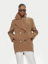 Pinko Płaszcz wełniany 101830 A13B Beżowy Regular Fit. Brązowe płaszcze damskie Pinko, na zimę, xxl, bez wzorów, z wełny. Za 3,219.00 zł.