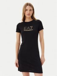 EA7 Emporio Armani Sukienka codzienna 7W000478 AF12500 UC001 Czarny Regular Fit. Czarne sukienki damskie EA7 Emporio Armani, na co dzień, m, bez wzorów, z bawełny, bez kołnierzyka, bez ramiączek, proste. Za 419.99 zł.
