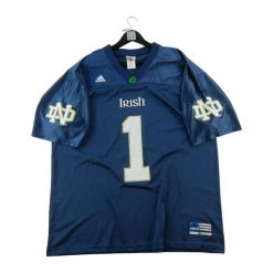 Second life - Adidas koszulka męska NCAA Notre Dame Y2K - Jak nowy. Niebieskie t-shirty sportowe męskie Adidas, m, z materiału, bez ramiączek, do piłki nożnej. Za 212.96 zł.