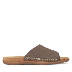 Klapki Gabor. Brązowe klapki damskie Gabor, bez wzorów, bez obcasa. Za 419.99 zł.