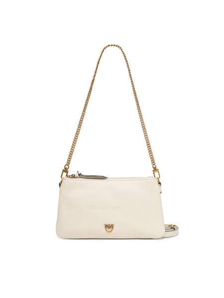 PINKO Torebka Double Mini Al 25-26 PLTT 105359 A0QO Biały. Białe torebki klasyczne damskie Pinko, bez wzorów, ze skóry, bez dodatków. Za 686.99 zł.