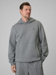 Bluza dresowa regular z kapturem męska 4F 4FRSS26TSWSM2793. Szare bluzy z kapturem męskie 4f, l, z bawełny. Za 249.99 zł.