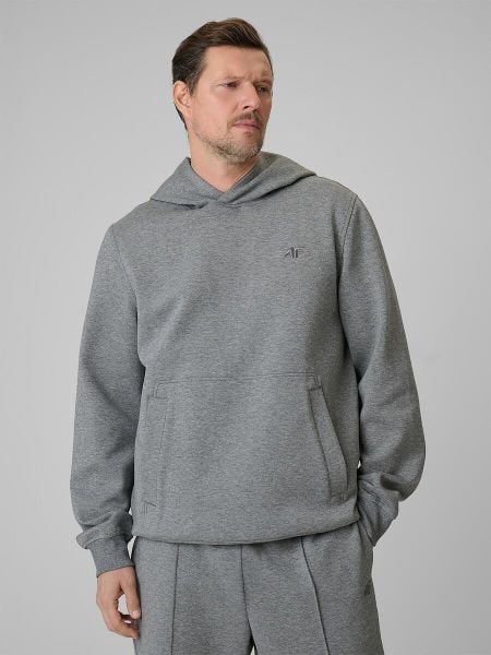 Bluza dresowa regular z kapturem męska 4F 4FRSS26TSWSM2793. Szare bluzy z kapturem męskie 4f, l, z bawełny. Za 249.99 zł.