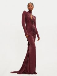 Elisabetta Franchi Sukienka wieczorowa AB-616-46E1-V800 Bordowy Regular Fit. Czerwone sukienki damskie Elisabetta Franchi, bez wzorów, z syntetyku, wizytowe, bez kołnierzyka, bez ramiączek. Za 3,799.00 zł.