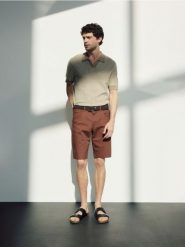Strukturalny sweter polo - beżowy. Brązowe swetry męskie Reserved, l, bez wzorów, z bawełny, bez kołnierzyka. Za 119.99 zł.