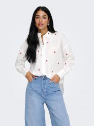 JDY Bluzka "Nelly" w kolorze białym rozmiar: L. Białe bluzki damskie JDY, l, bez wzorów, z bawełny, bez kołnierzyka, bez ramiączek. Za 109.26 zł.