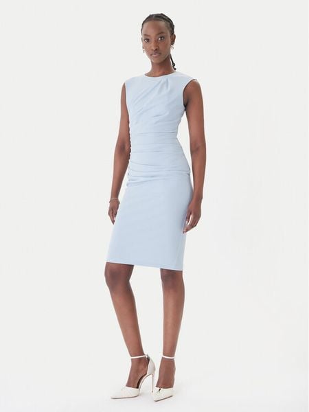 Rinascimento Sukienka koktajlowa CFC0127683003 Błękitny Slim Fit. Niebieskie sukienki damskie RINASCIMENTO, xl, bez wzorów, z syntetyku, wizytowe, bez kołnierzyka, bez ramiączek. Za 399.99 zł.