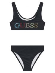 Guess Strój kąpielowy J5GZ00 KCA60 Czarny. Czarne stroje kąpielowe dziewczęce Guess, z aplikacjami, z syntetyku. Za 129.99 zł.