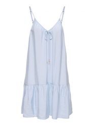 ONLY Sukienka letnia Misara 15373962 Niebieski jasny Regular Fit. Niebieskie sukienki damskie Only, na lato, xs, bez wzorów, z wiskozy, bez kołnierzyka, bez ramiączek. Za 149.99 zł.