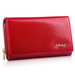 Portfel damski BETLEWSKI czerwony BPD-DT-513. Czerwone portfele damskie Betlewski, bez wzorów, ze skóry. Za 139.99 zł.