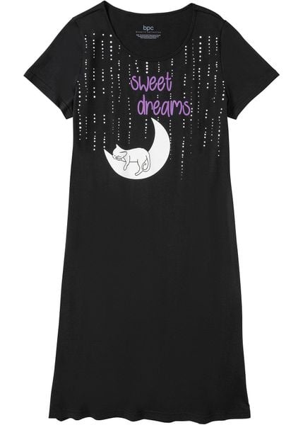 Krótka koszula nocna z czystej bawełny organicznej. Czarne koszule nocne damskie bonprix, bez wzorów, z bawełny. Za 59.99 zł.