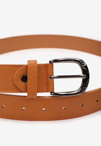 Brązowy Pasek z Ekoskóry z Klamerką Fleureti. Brązowe paski damskie Renee, z aplikacjami, ze skóry ekologicznej. Za 24.99 zł.