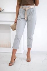 Spodnie Punto z paskiem szare. Szare spodnie materiałowe damskie KESI, bez wzorów, z bawełny, eleganckie, plus size. Za 196.55 zł.
