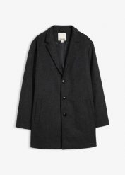 Krótki płaszcz z wełną. Szare płaszcze męskie bonprix, m, bez wzorów, z wełny, eleganckie. Za 299.99 zł.